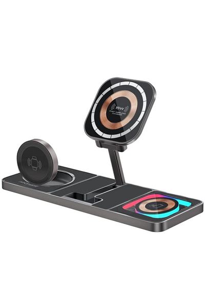 Promate 3-in-1 Multi-Use Transparent Wireless Charging Pad Compatible with MagSafe Technology
