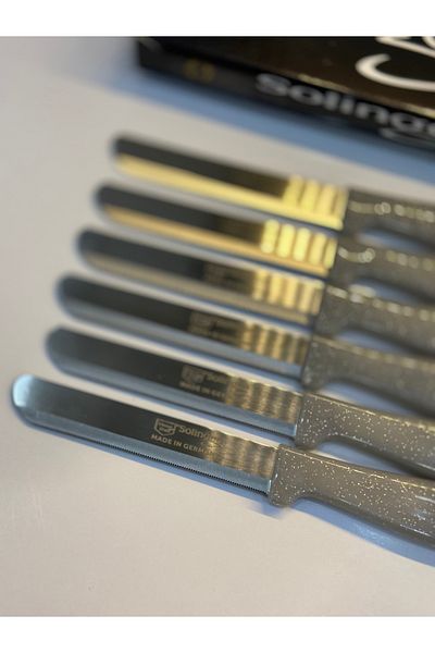 vanilinkitchen Solingen Set of 6 Silvery Gray Micro Meat and Vegetable Chopping Knives