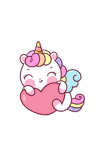 INOVATIX Set de 8 piese, autocolant unicorn de Ziua Îndrăgostiților cu inimă ...