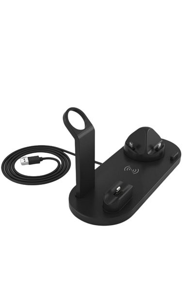 ZEQAS Încărcător Wireless 4 în1 Negru 10W – Telefon, Smartwatch & Căști
