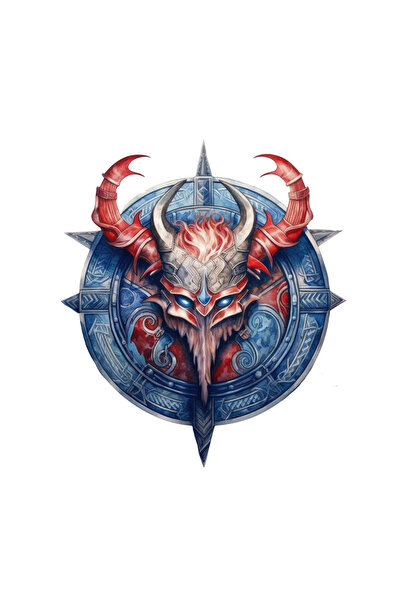 INOVATIX Set de 8 piese, autocolant scut viking cu cap de animal, INOVATIX®. ...