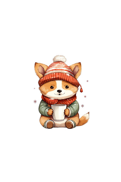 INOVATIX Set de 8 piese, autocolant Shiba Inu bând cafea, INOVATIX®. 6 cm