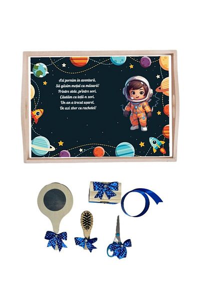 Botez Boy's cutting board set - blue astronaut, 6 pieces