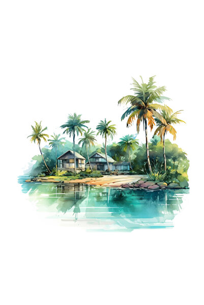 INOVATIX Set de 8 autocolante, Sat de case pe insulă, INOVATIX®. 6 cm