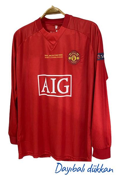 DAYIBALI DÜKKAN Dayibali Cristiano Ronaldo 2008 Long Sleeve Red Champions League Final Retro Jersey