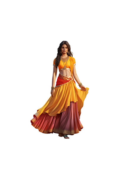 INOVATIX Set de 8 piese, autocolant rochie indiană galbenă, INOVATIX®. 6 cm