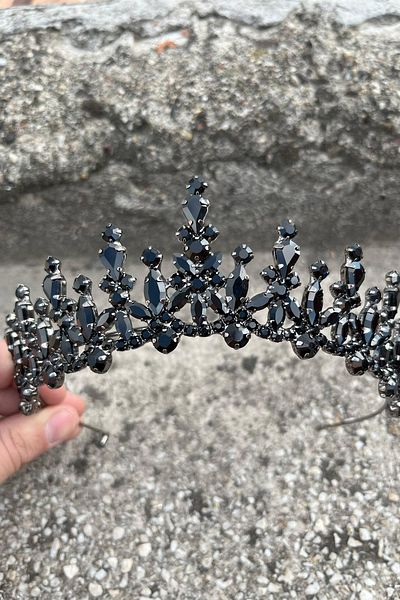 Hobigram Elvira Black Bridal Henna Crown Special Occasion Accessory Women's Crown Hair Accessory – Crown, Crystal Stone