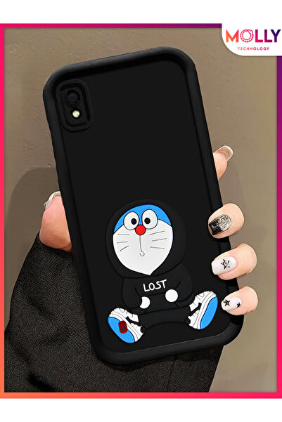 Molly Samsung Galaxy A10 İçin Siyah Kenarları Kalın 3d Kabartmalı Doraemon Si...