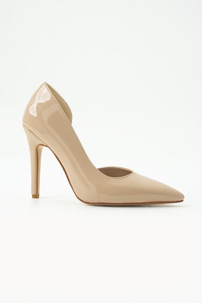 es exello Valera High Thin Heels Low-Cut Nude Patent Leather Stiletto