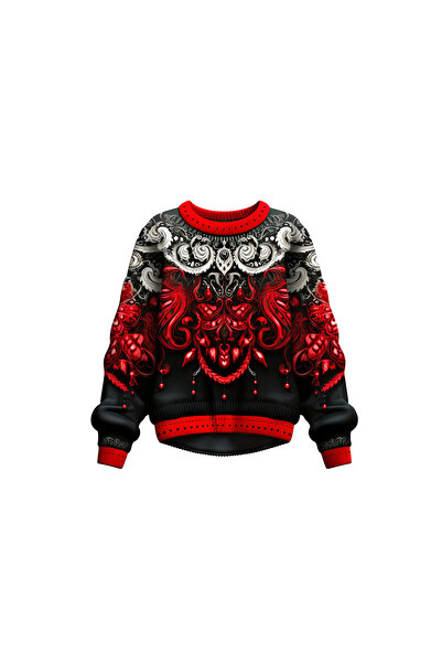 INOVATIX Set de 8 piese, pulover tricotat cu autocolant negru cu roșu, INOVAT...