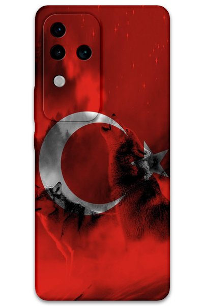 Gramaphone Vivo V30 Compatible Turkish Flag Patterned Phone Case + Screen Pro...