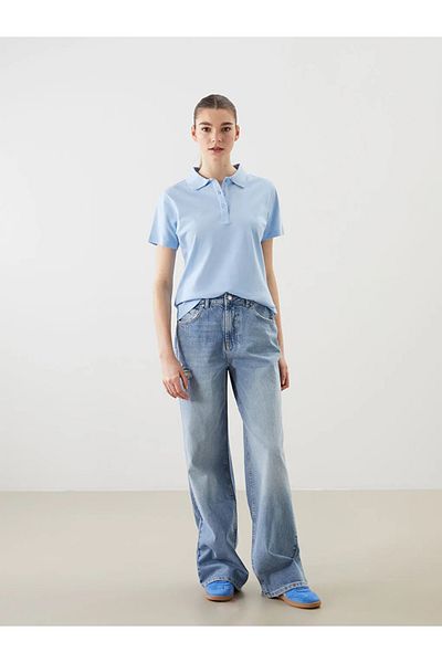 LC Waikiki Xside Blue Polo Neck Pique Women's T-Shirt