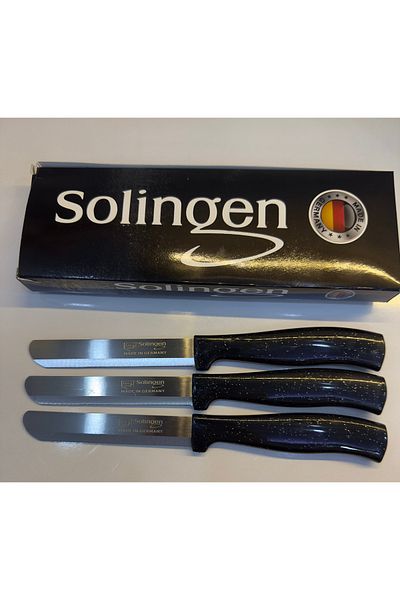 vanilinkitchen Solingen Set of 3 Black Glitter Micro Meat and Vegetable Chopping Knives