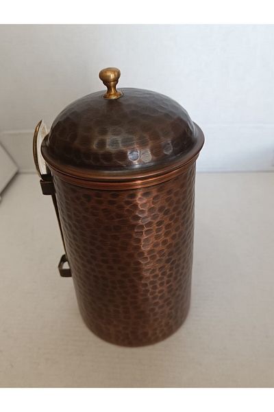 Ustası Antepte Copper Storage Container Copper Coffee Storage Box Copper Spice Box Stylish Design Hammered Copper