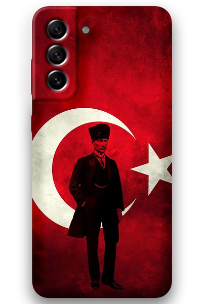 Gramaphone Galaxy S21 Fe Compatible Ataturk Pattern Phone Case + Screen Prote...