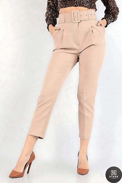 Rift Jeans High Waist Carrot Leg Trousers with Belt Detail