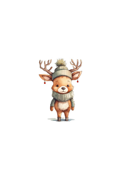 INOVATIX Set de 8 autocolante, ren cu pălărie și eșarfă, INOVATIX®. 6 cm