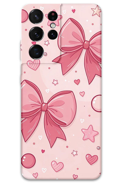 Gramaphone Galaxy S21 Ultra Uyumlu Kurdele Desenli Telefon Kılıfı + Ekran Kor...