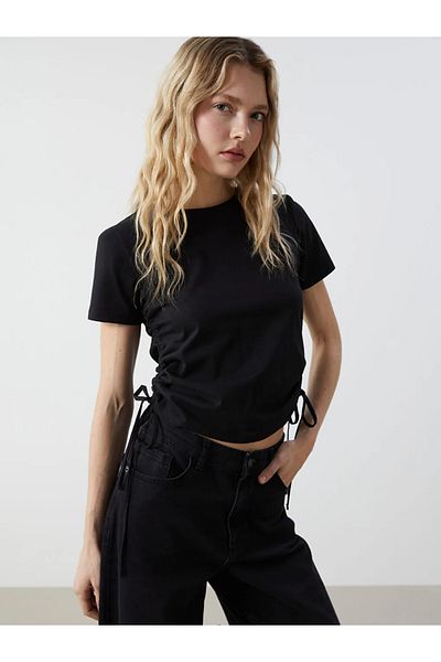 LC Waikiki Tricou XSIDE negru cu gât crew pentru femei