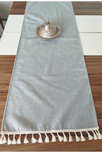 denizli hatırası Buldan Colored Linen Washed Soft Tassel Runner 45 X 115 cm