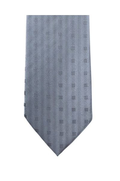 1001 Kravat Minimal Square Patterned 7.5 cm Wide Gray Colored Satin Silk Tie