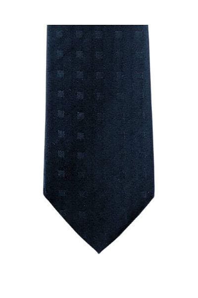 1001 Kravat Minimal Square Patterned 7.5 cm Wide Black Colored Satin Silk Tie