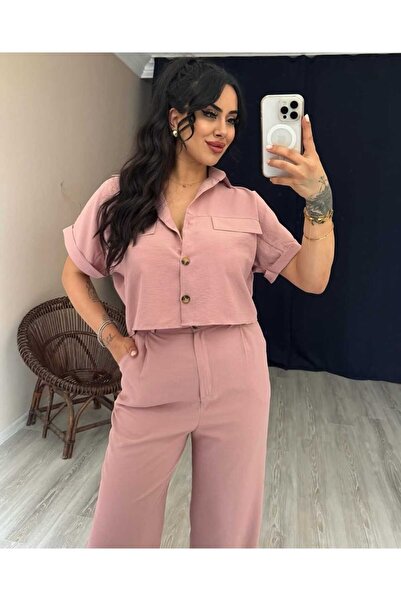 Rouge Linen Palazzo Suit