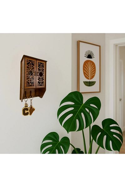 WoodenZoo شماعة مفاتيح على شكل صندوق خشبي، شماعة مفاتيح أمام الباب، مثبتة على الحائط، شماعة مفاتيح مزخرفة