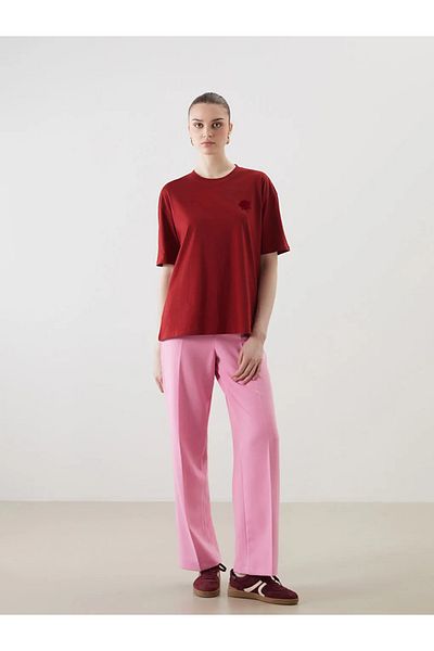 LC Waikiki Lcw Vision Red Crew Neck Rose Printed Women's T-Shirt
