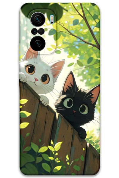 Gramaphone Poco F3 Compatible Cat Pattern Phone Case + Screen Protector - 5785