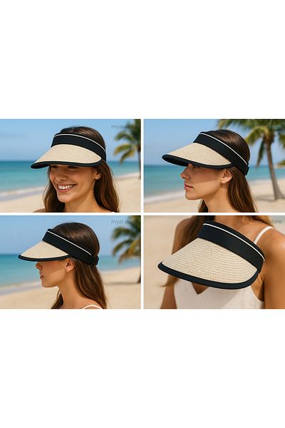 MYZİ STORE Women's Summer Visor Uv Protective Visor Adjustable Foldable Hat Visor on the Back