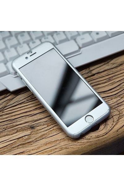 OEM Carcasă IPAKY - Protecție completă, decupaj 360° - iPhone 7 Plus / 8 Plus (argintiu) cu protector de ecran