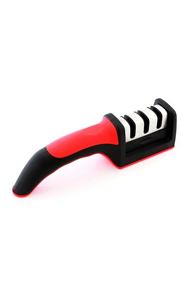 Palmonix Manual Knife Sharpener with 3 Sharpening Phases, Red/Black Color