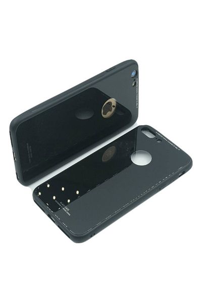 OEM Carcasă compatibilă cu Apple iPhone 8, sticlă spate MYSTYLE, carcasă cu spate din sticlă securizată, neagră