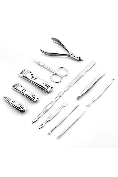MDM Professional Pedicure/Manicure Set, 12 pieces, stainless steel
