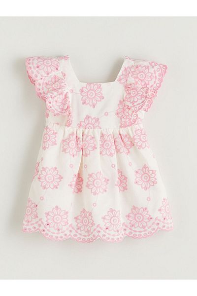 LC Waikiki Beige Baby Girl Floral Brode Dress