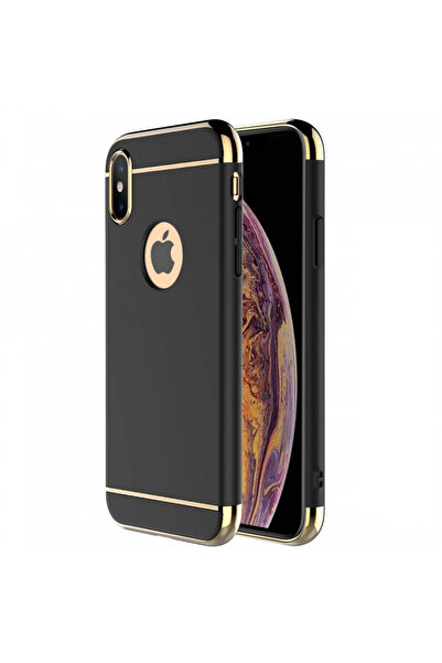 BLACK Калъф за Apple iPhone X, Елегантен луксозен 3в1 черен