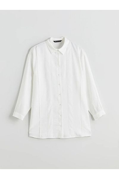 LC Waikiki Lcw Modest Ecru Openwork Brode Detailed Women's Shirt Tunic