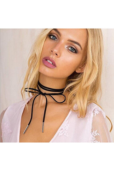 OEM Colier Choker Fashion cu Șnur Negru - Colier Elegant - Black Delux