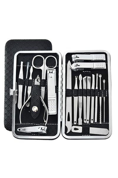 OEM Professional 18-piece manicure and pedicure set made of stainless steel with storage case