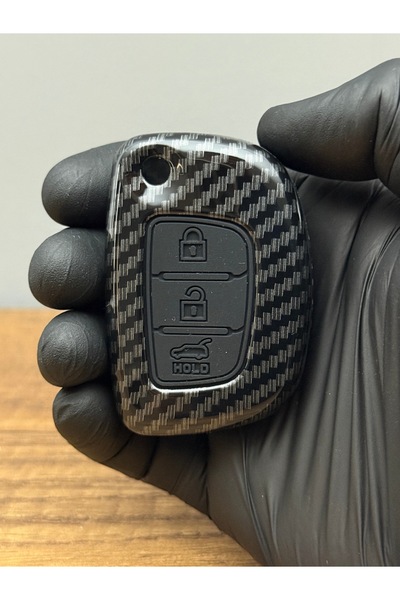 Mavi Keys Husă de protecție pentru chei din fibră de carbon cu 3 butoane pentru Hyundai i20 Accent Sonata 2011-2018