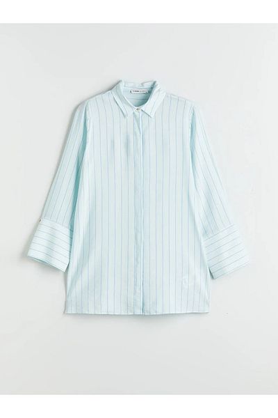 LC Waikiki Lcwaikiki classic green striped women's shirt tunic