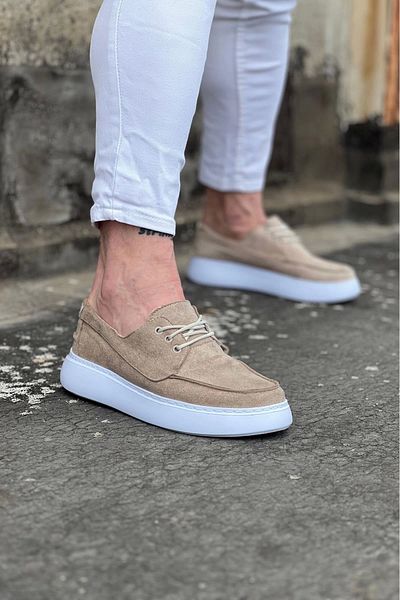 TB Terzi Bey Terzi Bey Tb508 Beige Suede Orthopedic Sole Men's Casual Shoes