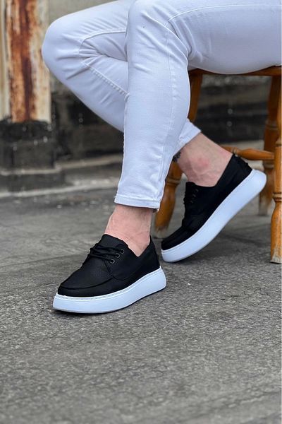 TB Terzi Bey Terzi Bey Tb508 Black Skin Orthopedic Sole Men's Casual Shoes