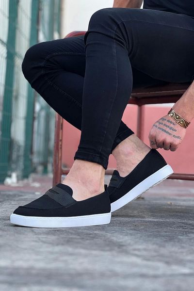 TB Terzi Bey Terzi Bey Tb061 Black Knitwear Ballerina Men's Casual Shoes