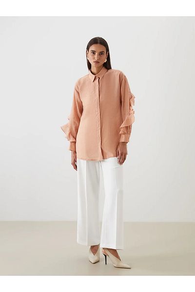 LC Waikiki Lcw Modest Brown Ruffled Women's Shirt Tunic