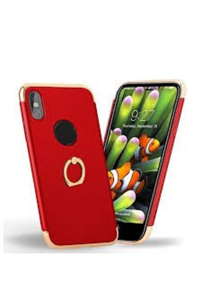 OEM Carcasă Apple iPhone X, Elegance Luxury 3in1 Ring, Roșu