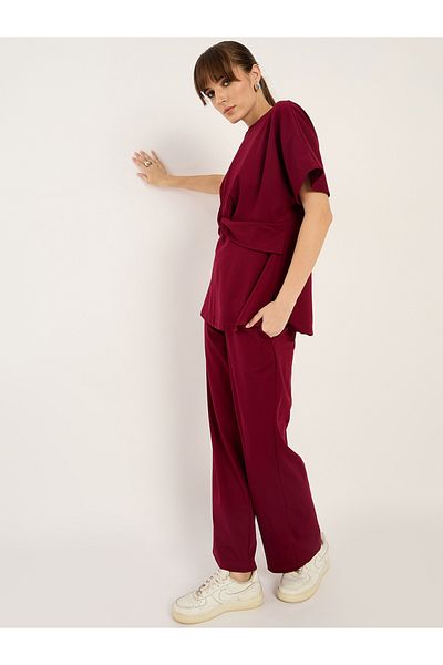 Femmella By Styli Solid Knot Detail Top and Pants Co-Ords