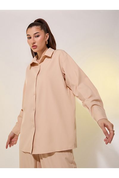Styli Solid Long Sleeve Shirt and Pants Co-Ords