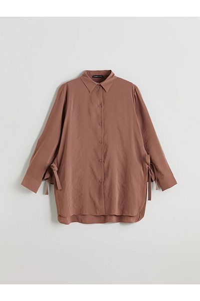 LC Waikiki Lcwaikiki Classic Brown Oversize Modal Blended Women's Shirt Tunic